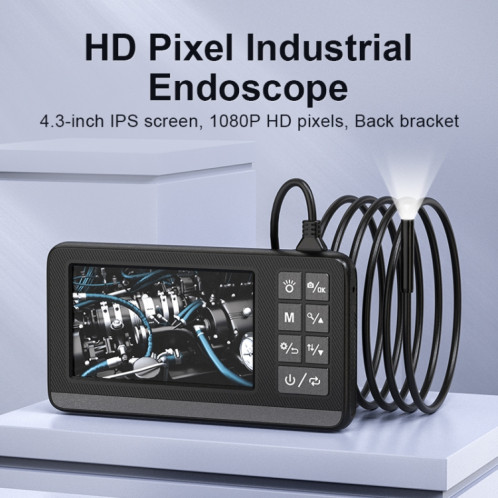 Endoscope de pipeline industriel à lentille unique P005 de 8 mm avec écran HD de 4,3 pouces, spécification : tube de 1 m SH4001523-09